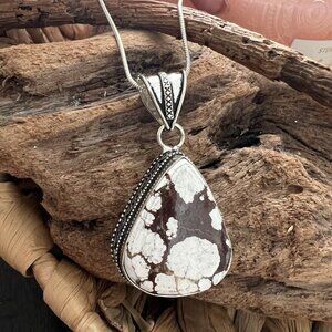 Wild Horse Turquoise 925 Silver Plated Necklace Native American Jewelry